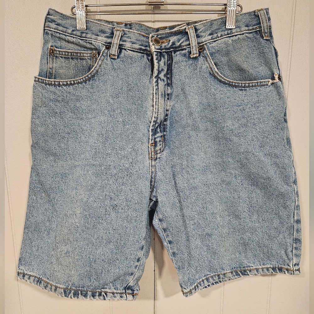 Vintage Saugatuck Dry Goods Denim Jean Shorts Cotton Sz 34 Measure 31x8 Cut Spot